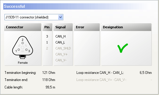 CAN bus wiring test success